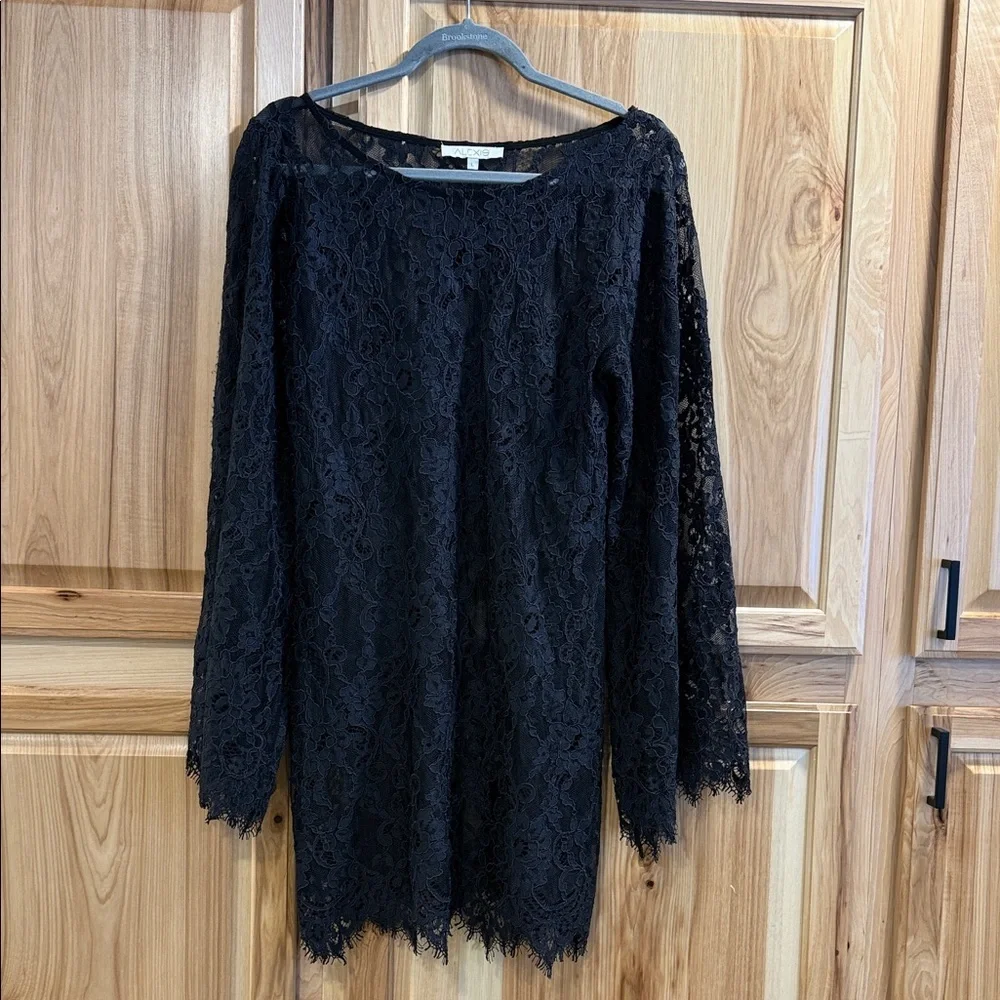alexis black lace dress Alexis Maxi Dress Umbria Black Lace Size Medium Sleeveless Deep V-Neck Gown New